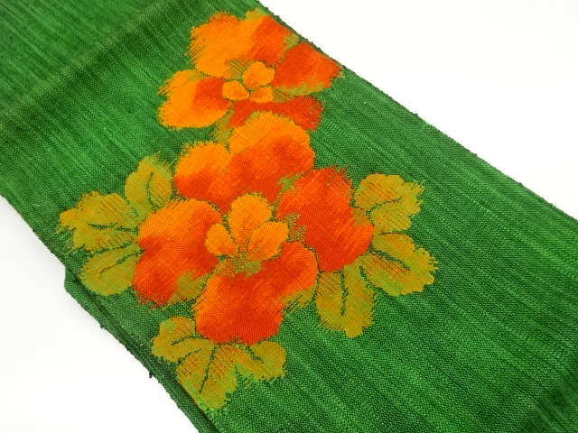 JAPANESE NAGOYA OBI / MAWATA TSUMUGI / WOVEN FLOWER